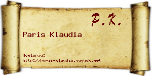 Paris Klaudia névjegykártya